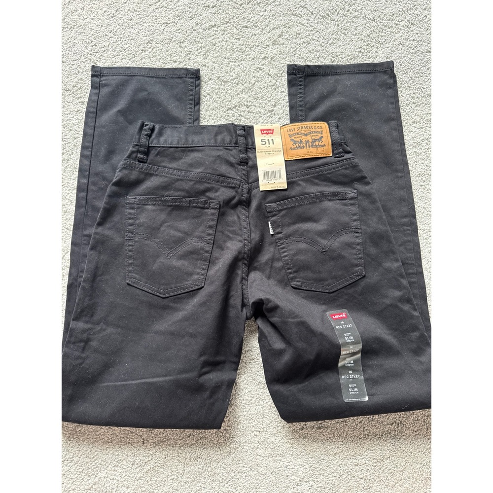 Levis 511 Slim Fit Boys Jeans Black Stretch Denim Size 14 Reg 27x27 NWT